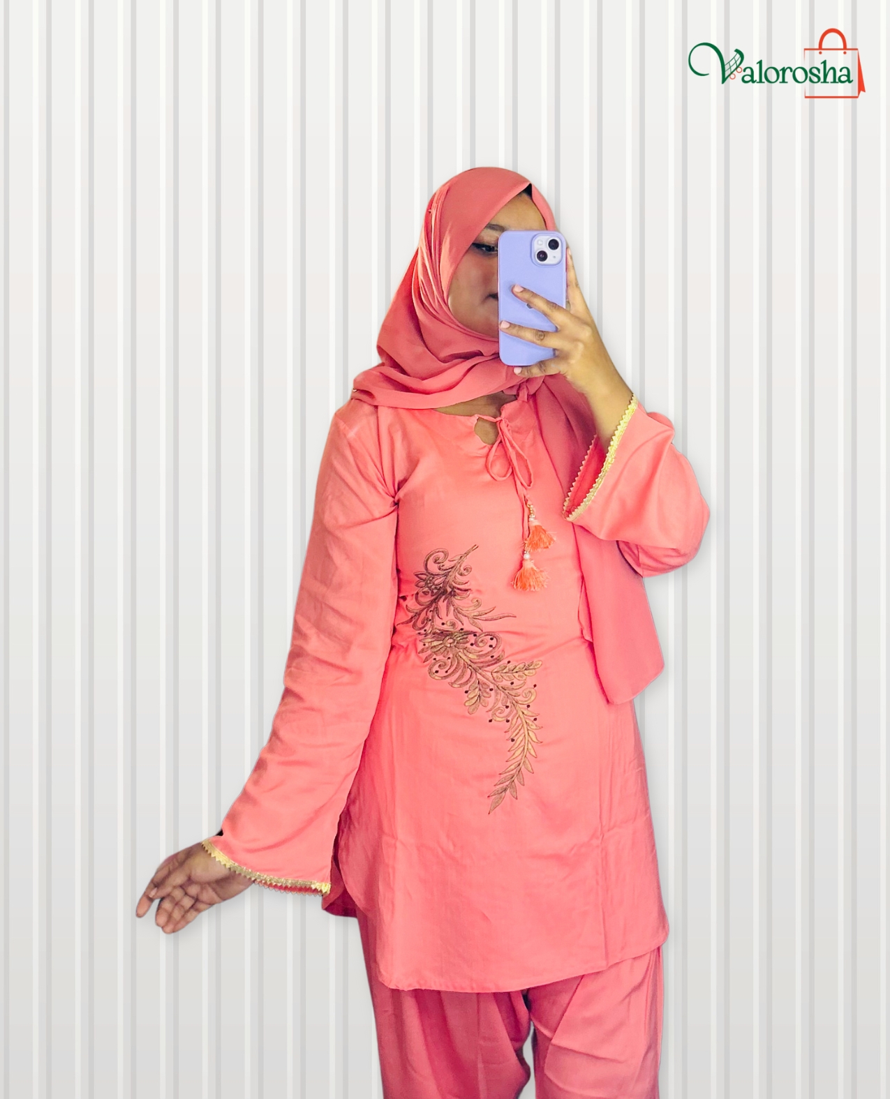 premium embroidered kurti set– valorosha exclusive